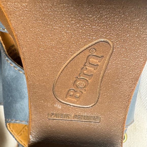 Born Blue Genuine Leather Slingback Peep Toe Heels Clogs Cushioned Size 10 NWOT - Picture 12 of 14